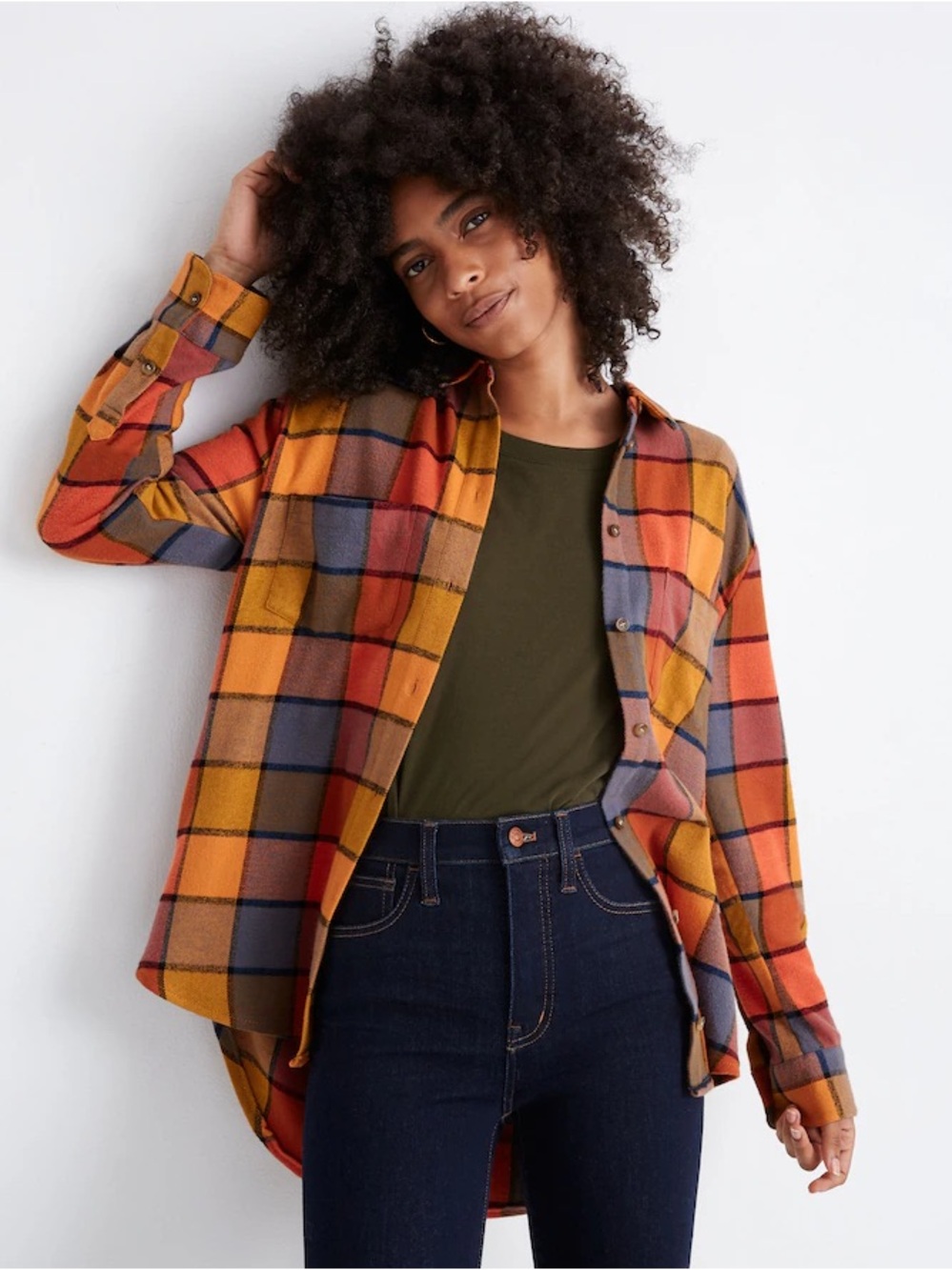Madewell Plaid Button-Down Shirt in Mustard, Rust & Blue
